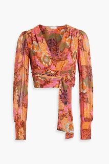 Укороченная блузка Samara из шелкового жоржета с запахом и цветочным принтом A.L.C., оранжевый