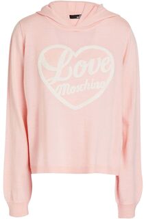 Толстовка из смесовой шерсти с аппликацией LOVE MOSCHINO, розовый