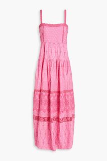 Платье макси Camisha из английской вышивки в горошек LOVESHACKFANCY, розовый