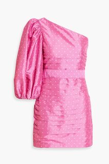 Атласное платье мини Altie на одно плечо со складками в горошек LOVESHACKFANCY, розовый