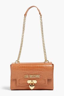 Сумка на плечо из искусственной кожи с тиснением под крокодила LOVE MOSCHINO, загар