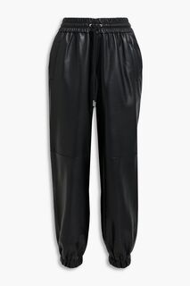Кожаные спортивные брюки со сборками ALEXANDER WANG, черный
