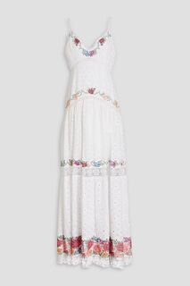 Платье макси Umi из английской вышивки из хлопка LOVESHACKFANCY, белый