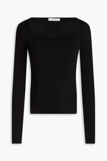 Шерстяной свитер в рубчик с вырезом LVIR, черный