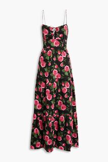 Платье макси из хлопкового поплина Chantay со сборками и цветочным принтом ALICE + OLIVIA, розовый