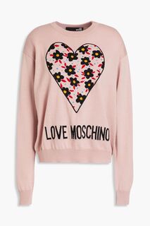 Свитер из смесовой шерсти вязки интарсия LOVE MOSCHINO, розовый