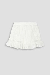 Мини-юбка из хлопковой вуали с вышивкой Baydar LOVESHACKFANCY, белый