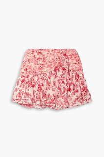 Мини-юбка Rhodes из шелкового крепона с цветочным принтом LOVESHACKFANCY, розовый