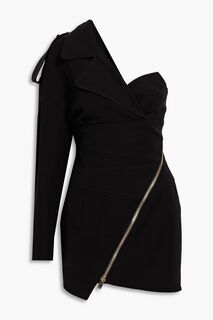 Креповое мини-платье с одним рукавом и молнией ALEXANDRE VAUTHIER, черный