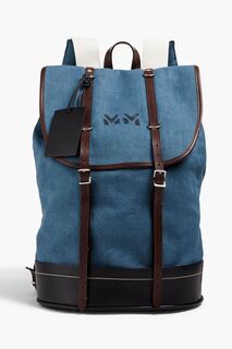 Рюкзак из парусины с кожаной отделкой и принтом MAISON MARGIELA, синий