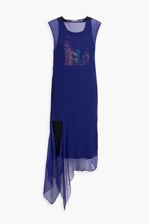Многослойное асимметричное платье миди из шелкового крепона DRIES VAN NOTEN, индиго