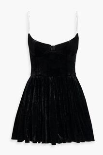 Бархатное платье мини со сборками и кристаллами MAGDA BUTRYM, черный