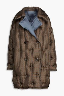 Двубортное двубортное стеганое пальто из шелкового твила и ракушки MAISON MARGIELA, серый