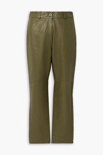Кожаные брюки прямого кроя LVIR, зеленый