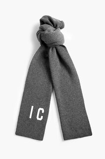 Шерстяной шарф с аппликацией Icon DSQUARED2, серый