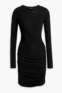 Платье мини Holly из эластичного джерси с эффектом запаха и сборками RAG &amp; BONE, черный