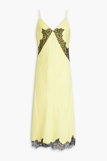 Платье-комбинация миди из шелкового атласа Logan с кружевной отделкой RAG &amp; BONE, желтый