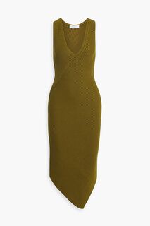 Платье миди Lucasse асимметричного кроя из смесового хлопка в рубчик EQUIPMENT, зеленый