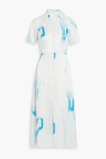 Платье-рубашка миди Balisa из стираного шелка цвета тай-дай EQUIPMENT, синий