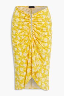 Sabeen юбка из эластичного джерси асимметричного кроя со сборками и принтом RAG &amp; BONE, желтый