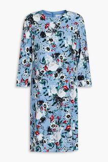 Платье мини Emma из крепдешина с цветочным принтом ERDEM, синий