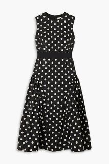 Жаккардовое платье миди Penelope с поясом в горошек ERDEM, черный