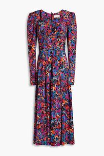Плиссированное платье миди из крепдешина с принтом REBECCA VALLANCE, разноцветный