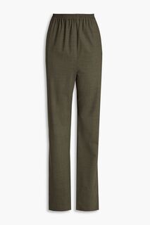 Зауженные брюки из эластичной шерсти ESKANDAR, зеленый