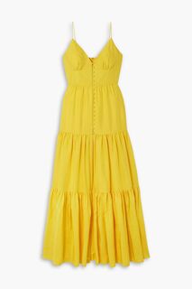 Ярусное платье макси Izzy из шелковой тафты REBECCA VALLANCE, желтый