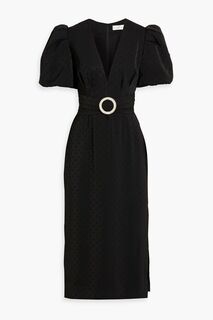 Платье миди из атласного жаккарда с декором Golight в горошек REBECCA VALLANCE, черный