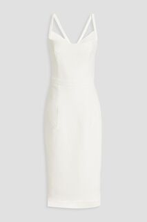 Платье миди из крепа с кружевными вставками REBECCA VALLANCE, слоновая кость