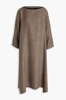 Меланжевое твидовое платье из альпаки ESKANDAR, серо-коричневый