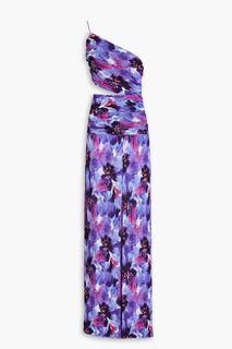Платье на одно плечо из плиссе-шифона с цветочным принтом REBECCA VALLANCE, лавандовый