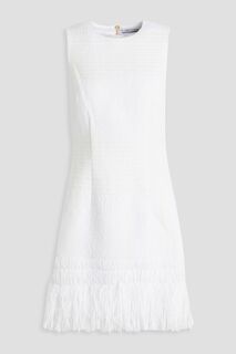 Твидовое мини-платье с бахромой REBECCA VALLANCE, белый