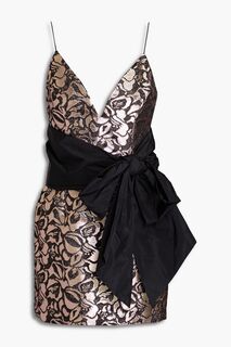 Украшенное металлизированное жаккардовое платье из смесового хлопка REBECCA VALLANCE, черный