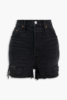 Потертые джинсовые шорты RE/DONE, черный