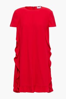 Платье мини из атласного крепа с оборками REDVALENTINO, красный