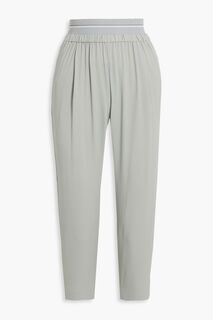 Укороченные зауженные брюки из крепа со складками FABIANA FILIPPI, серый