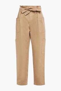 Зауженные брюки из эластичного хлопкового твила с поясом и складками REDVALENTINO, бежевый