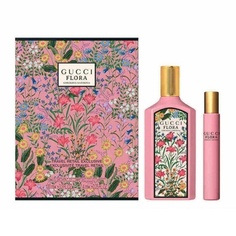 Подарочный набор Gucci Flora Gorgeous Gardenia для женщин, парфюмированная вода-спрей 3,3 унции + спрей для путешествий 0,33 унции