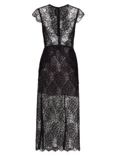 Кружевное платье-миди с глубоким вырезом Frederick Anderson, черный