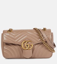 Маленькая сумка через плечо GG Marmont Gucci, бежевый
