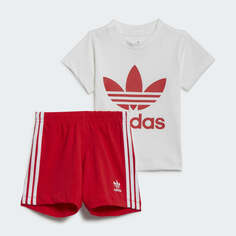 Спортивный костюм Adidas Trefoil Shorts Tee, красный/белый