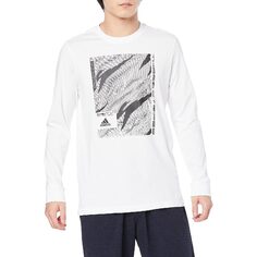 Лонгслив Adidas Men&apos;s Long Sleeve T-Shirt, Camo, Linear Graphic, белый/черный