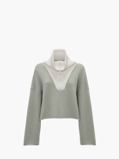 Укороченный джемпер с вырезом JW Anderson, зеленый