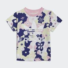 Футболка Adidas Originals Flower Allover Print, розовый/цветочный принт
