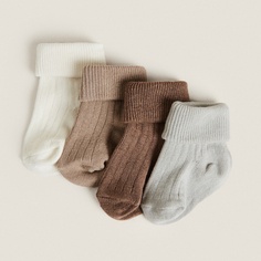 Комплект носков Zara Home Multicoloured Baby, 4 пары, кремовый/коричневый/зеленый