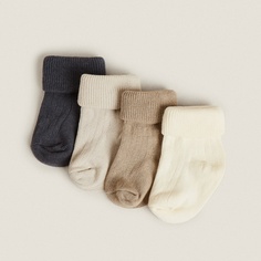 Комплект носков Zara Home Multicoloured Baby, 4 пары, бежевый/серый