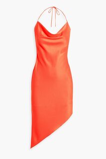 Платье мини Harmony асимметричного кроя из атласного крепа с вырезом халтер ALICE + OLIVIA, оранжевый