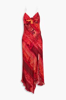 Платье миди из крепдешина Harmony с асимметричным принтом ALICE + OLIVIA, красный